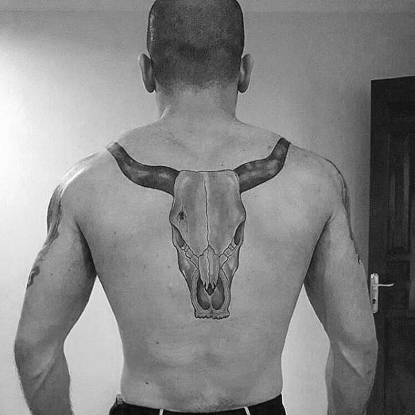 Back Mens Bull Skull Tattoo Designs