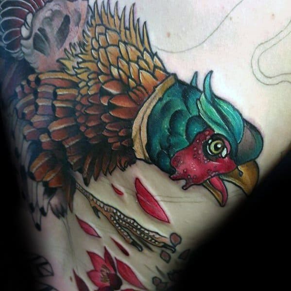 Back Mens Cool Pheasant Tattoo Ideas