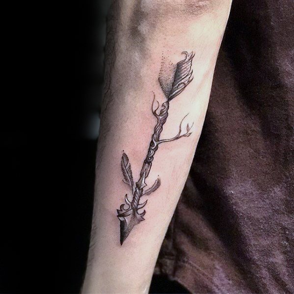 Back Of Forearm Unique Guys Ornate Arrow Tattoo