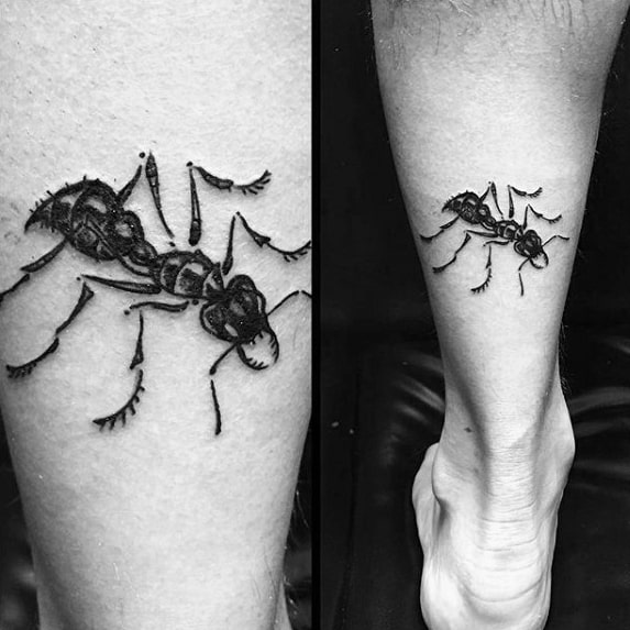 Back Of Leg Ant Tattoo Design Ideas For Males