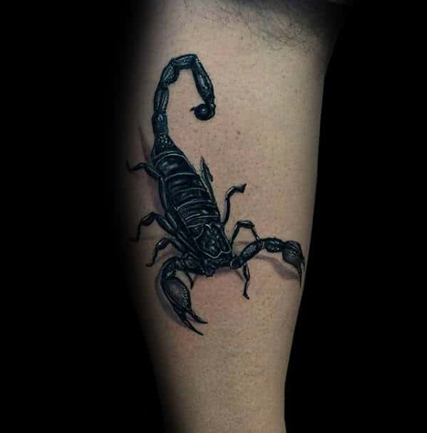 Back Of Leg Guys 3d Scorpion Tattoos
