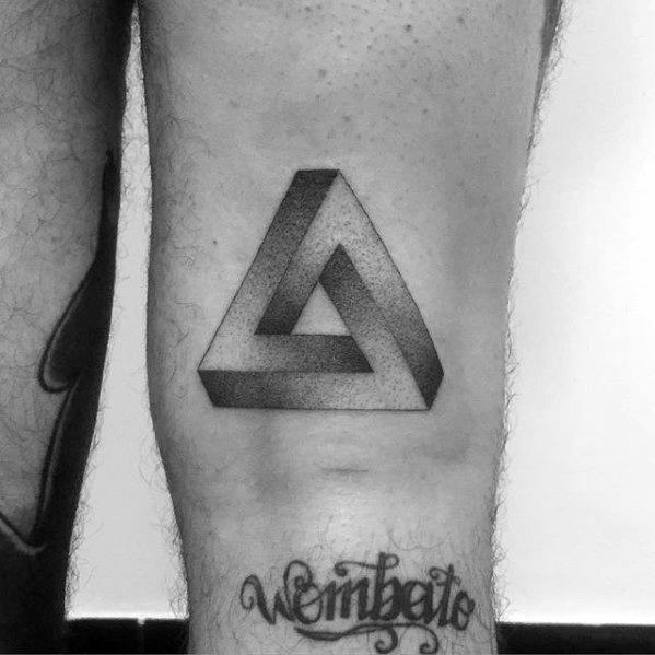 Back Of Leg Incredible Penrose Triangle Tattoos For Men
