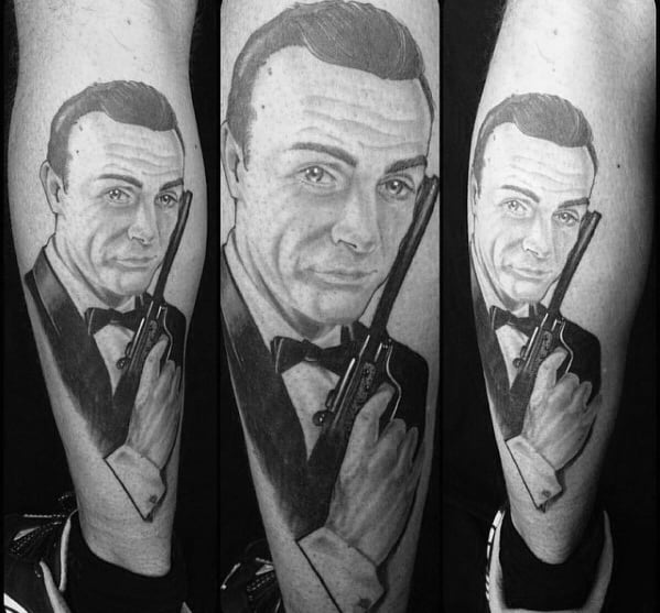 Back Of Leg Male Cool James Bond Tattoo Ideas