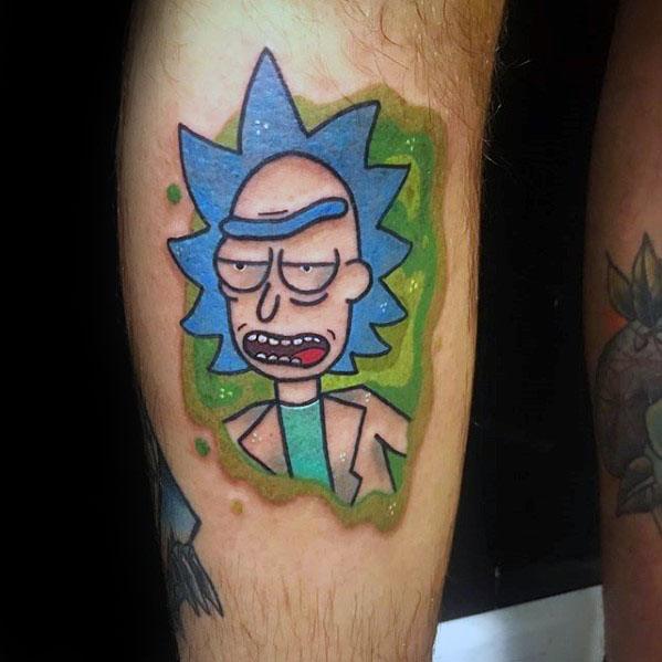 Back Of Leg Rick And Morty Guys Tattoo Designs