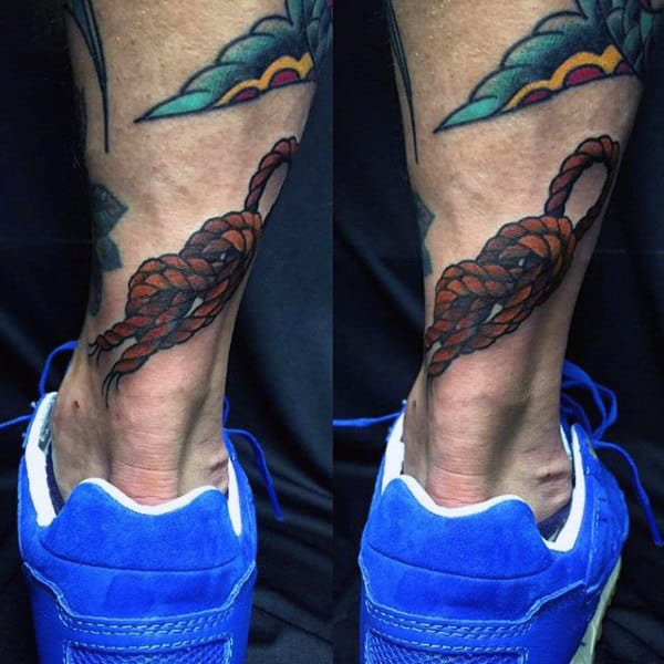 Back Of Lower Leg Mens Knot Tattoo