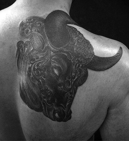 Back Shoulder Men's Bull Tattoo Designs