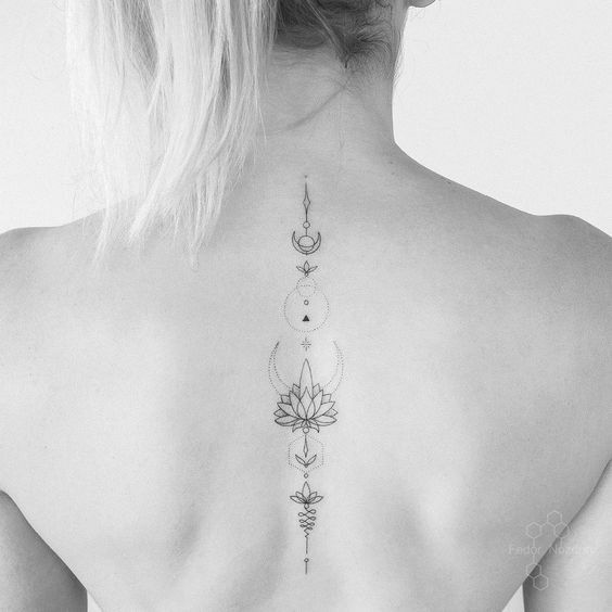 Back Spine Unalome Tattoo