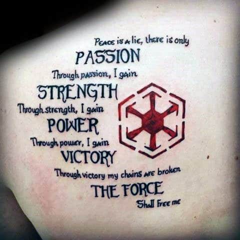 Back Star Wars Quote Sith Symbol Guys Tattoo Designs