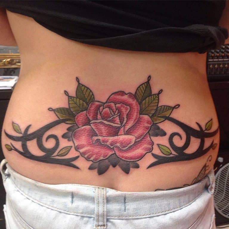 60 Classic Tribal Rose Tattoo Ideas   Back Tribal Rose Tattoos Inkslutindustries 768x768 