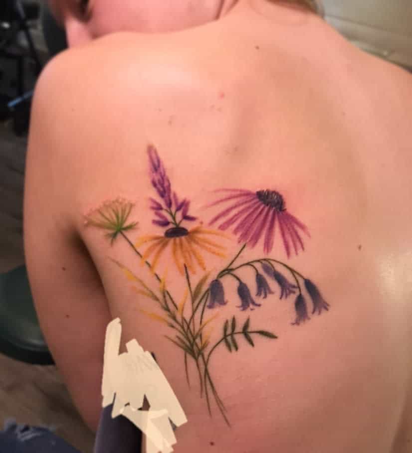 back wildflower tattoos lizalvarezart