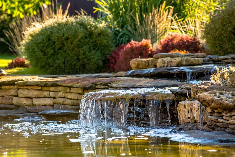 water feature with flagstone design