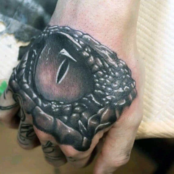 Badass Dragon Eye Hand Tattoo Design Ideas For Men