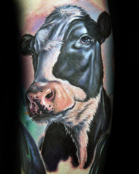 Badass Guys Cow Themed Tattoos
