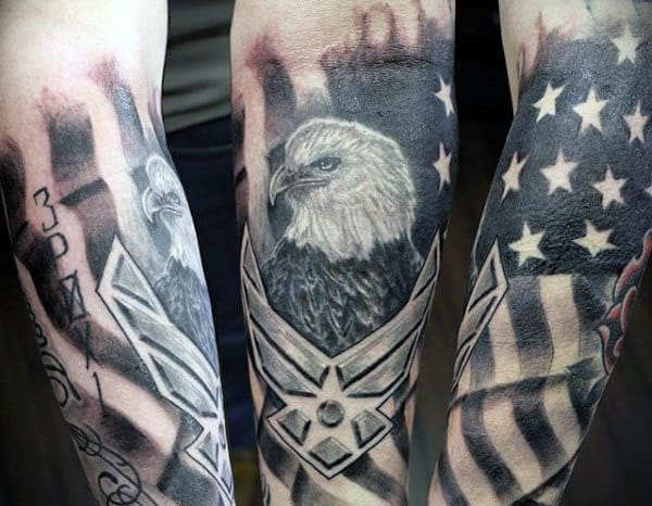 Bald Eagle Air Force Symbol Guys Tattoos On Forearm