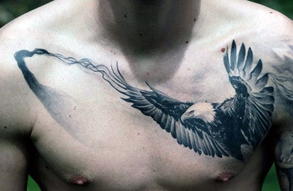 Bald Eagle Mens Chest Tattoo