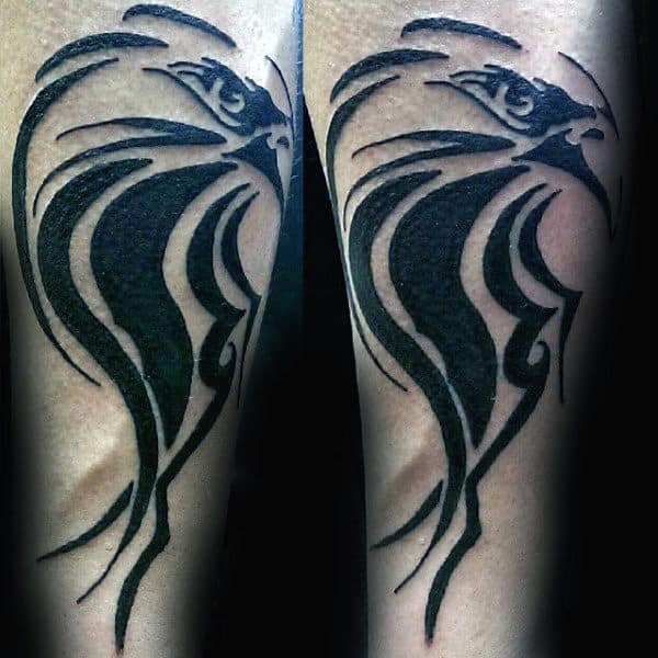 Bald Eagle Mens Tribal Forearm Tattoo With Black Ink Design