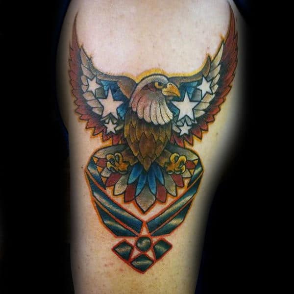 Bald Eagle United States Air Force Symbol Male Arm Tattoos