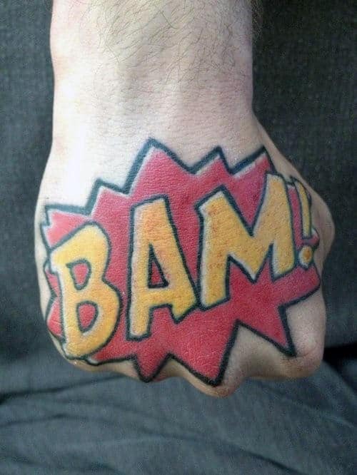Bam Pop Art Mens Hand Tattoos
