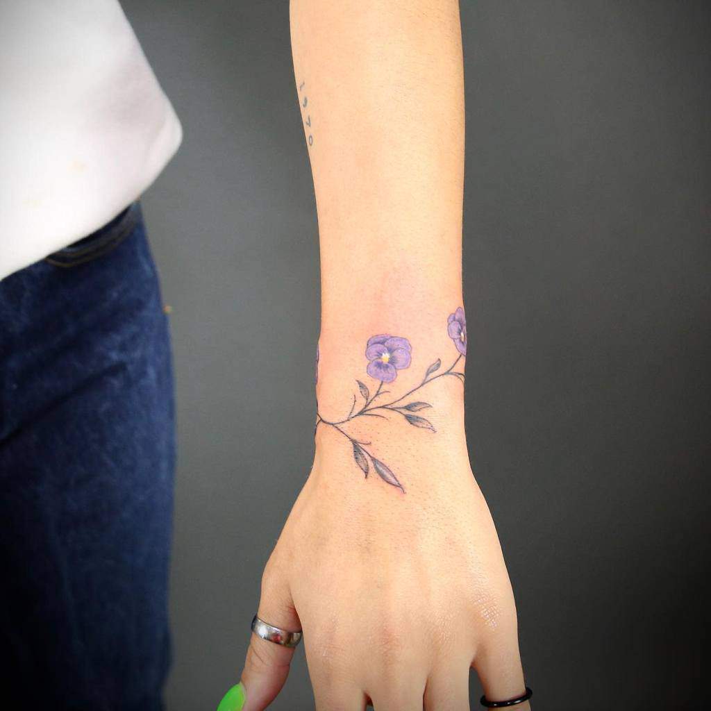 Violet Flower Temporary Tattoo Sticker  OhMyTat