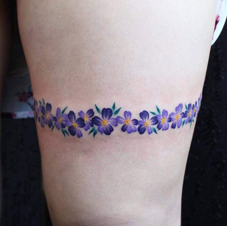 Violet Flowers Tattoo  InkStyleMag