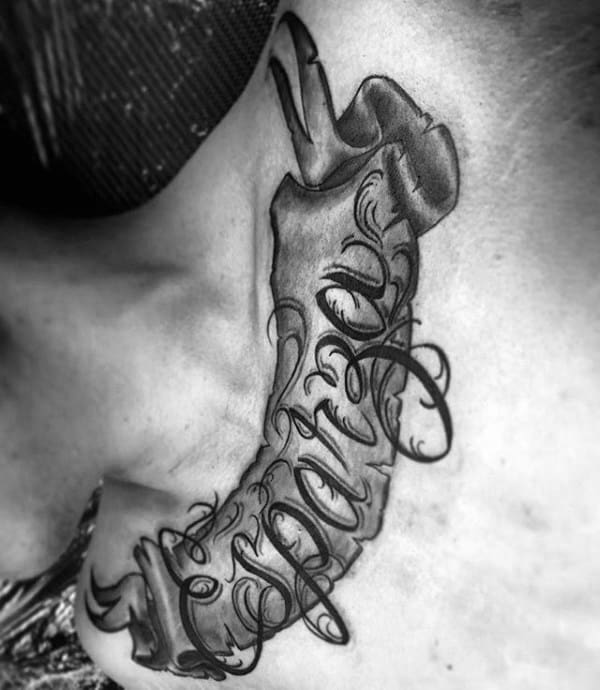 Banner Scroll Male Last Name Collar Bone Tattoo Designs