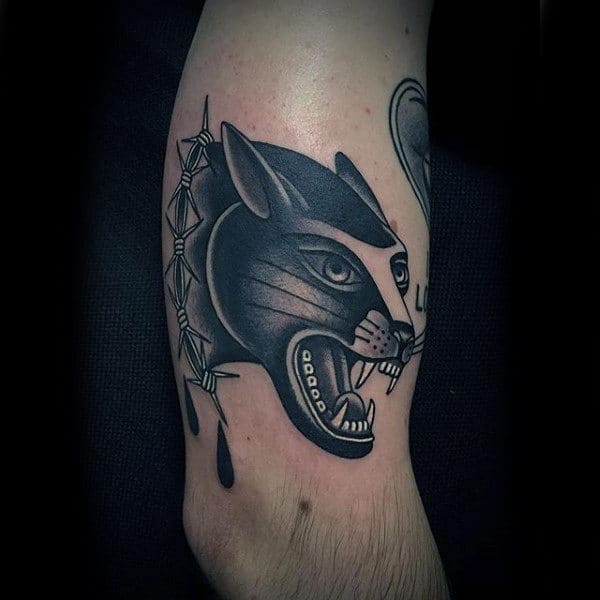 Barbed Wire Black Panther Mens Arm Tattoo