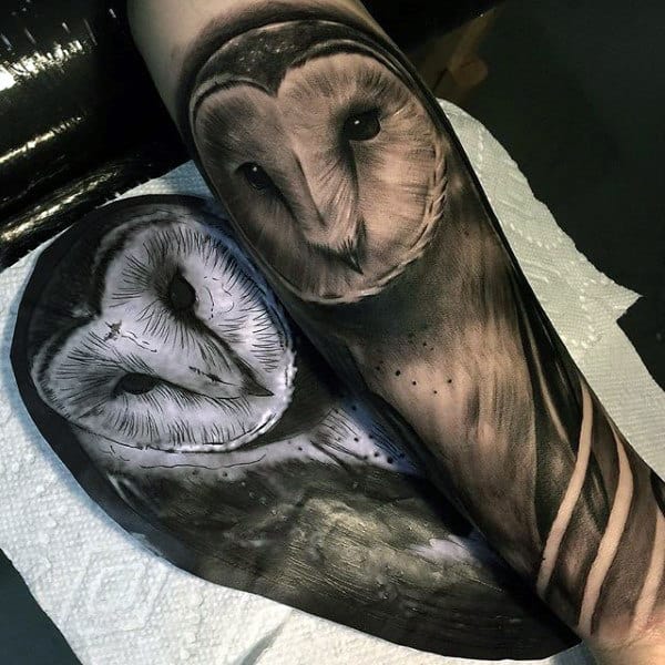 Barn Owl Animal Mens Tattoo Sleeve On Forearm