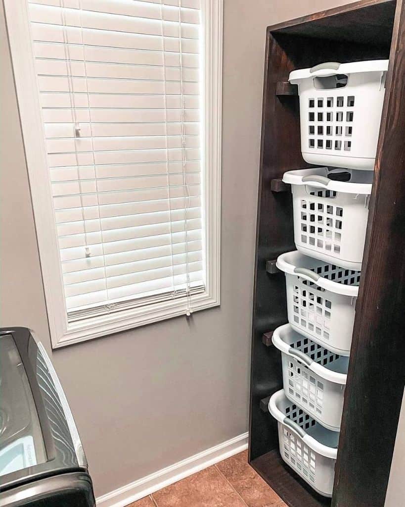 small laundry vertical basket storage