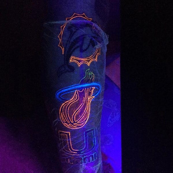Basketball Themed Guys Tattoo With Glow In The Dark Ink Under Black Lights