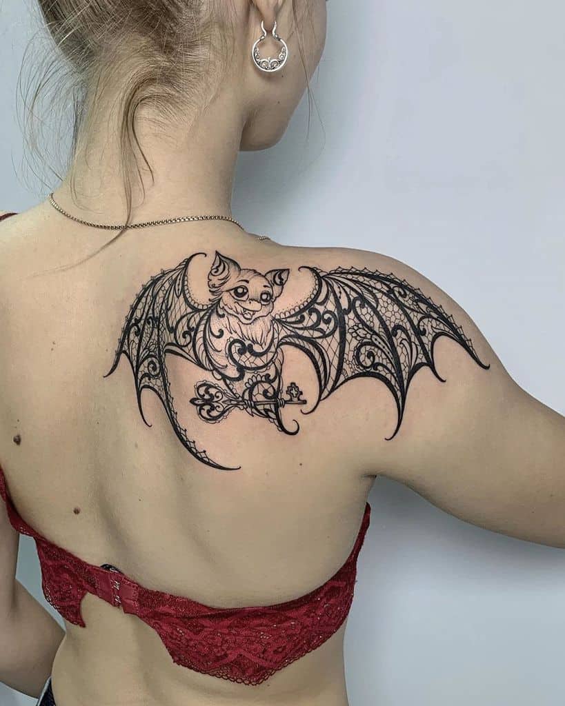 Bat Lace Inspired Tattoo