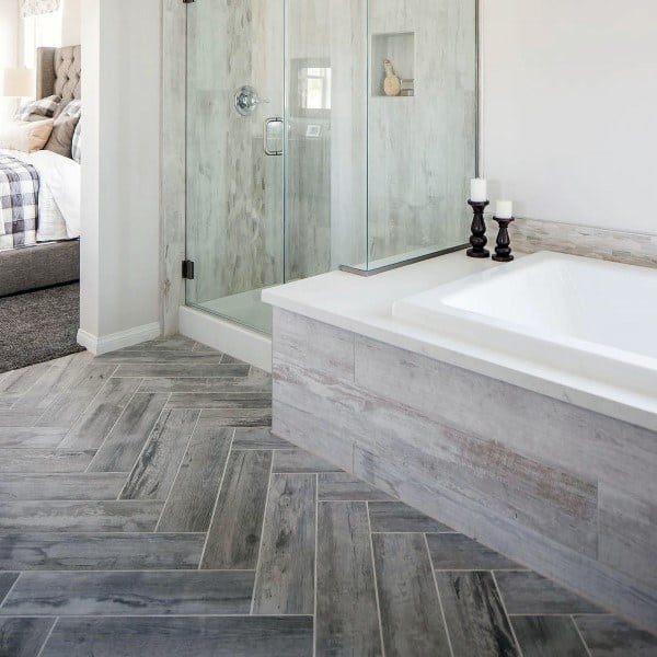 Bath Floor Hardwood Tile Look