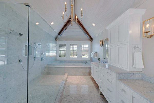 white shiplap ceiling