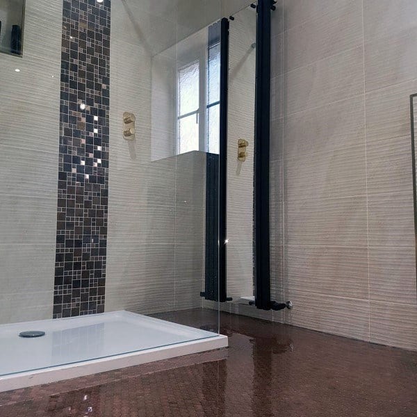 bathroom epoxy high gloss penny floor