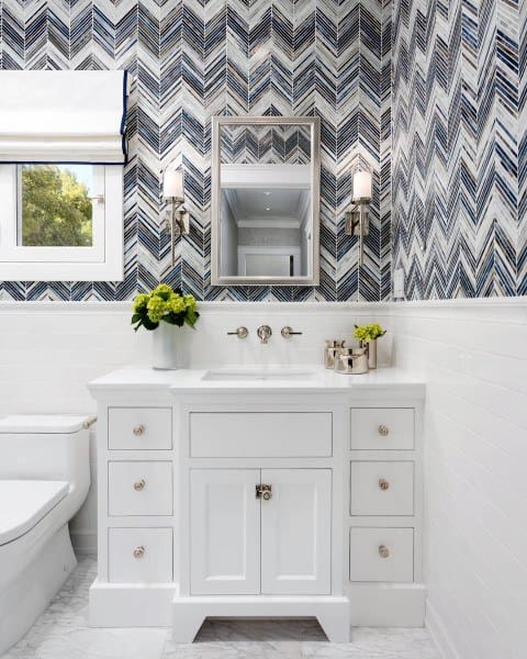 luxury elegant bathroom with white vanity 