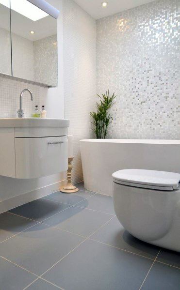 minimalist modern bathroom mosaic wall tiles bathtub 