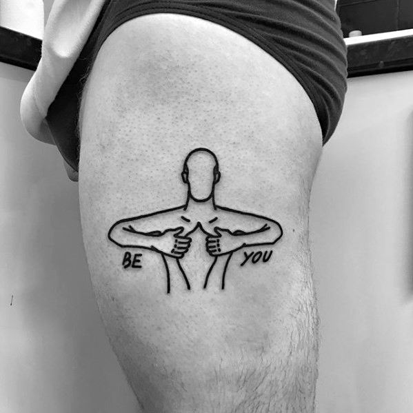 Be You Human Figure Simple Leg Tattoos For Guys