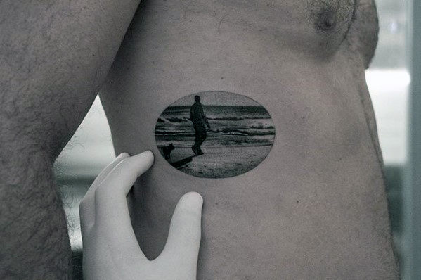Beach Landscape Awesome Mens Small Rib Cage Side Tattoos