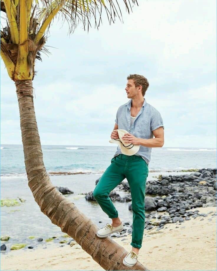 Beach Style Green Pants Outfit