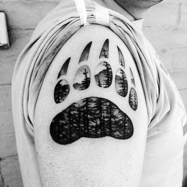 Bear Claw Forest Mens Upper Arm Tattoos