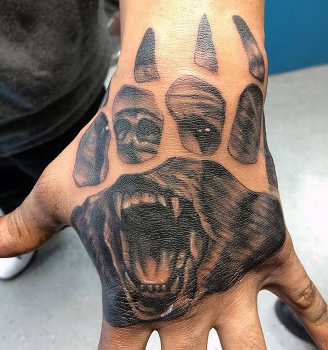 Brennan Walker Bear Hand Tattoo by Brennan Walker TattooNOW