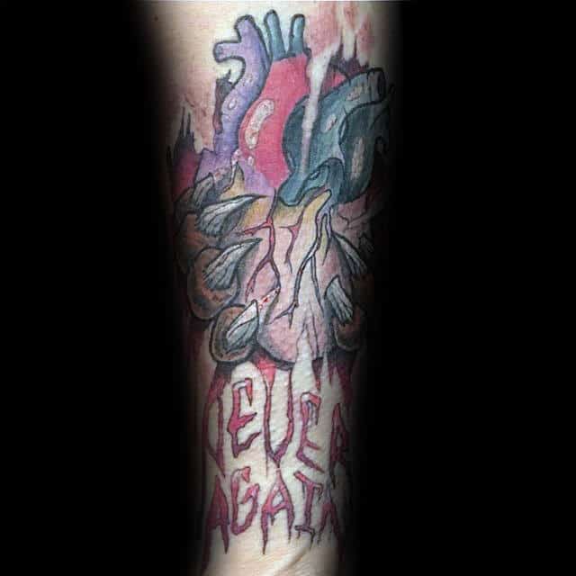 Bear Claw With Hearts Mens Forearm Tattoo