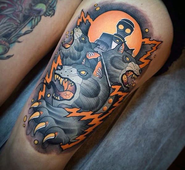 Bear Glaw Gas Mask Mens Glowing Orange Tattoos