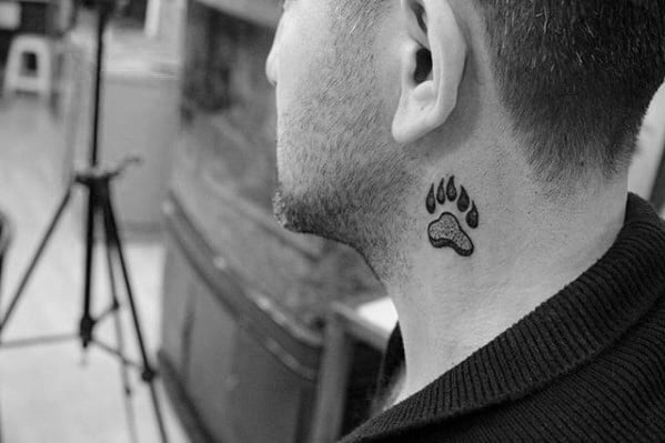 Bear Paw Guys Small Neck Tattoos