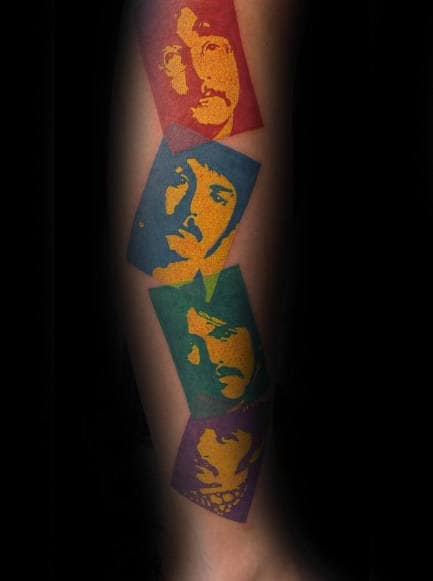 Beatles Mens Pop Art Leg Tattoos