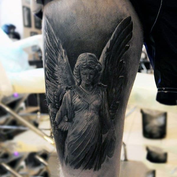 Beautiful Guardian Angel Tattoo Males Upperarms