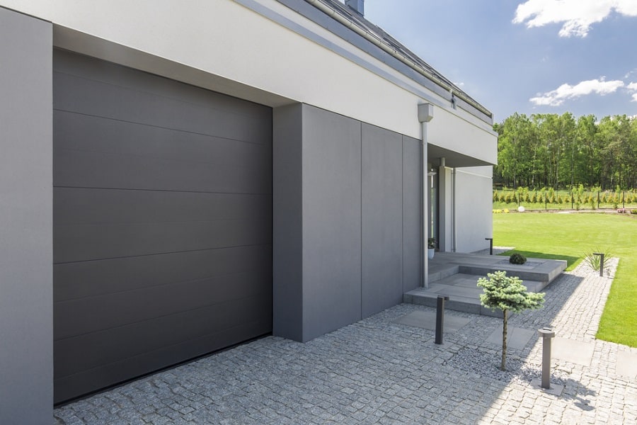 modern grey pull up doors 