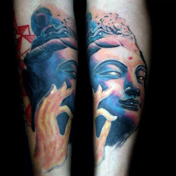 Beautiful Lower Limb Men Buddha Portrait Tattoo