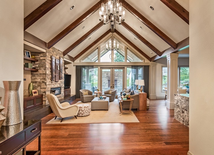 beautiful luxury home vaulted ceiling