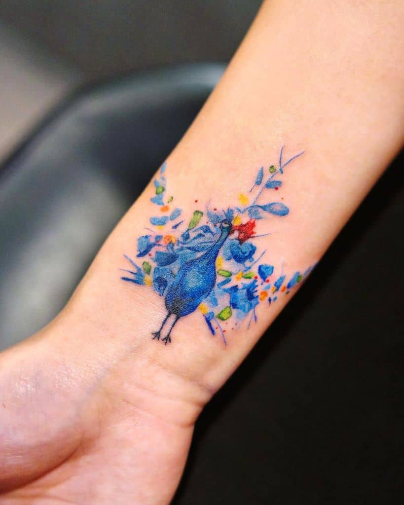 Beautiful peacock tattoo in progress | Peacock tattoo, Peacock tattoo  sleeve, Lavender tattoo