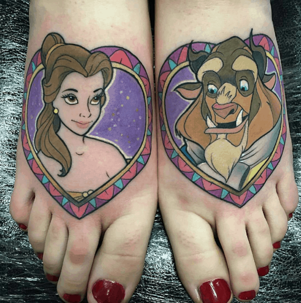 Beauty And The Beast Feet Tattoo